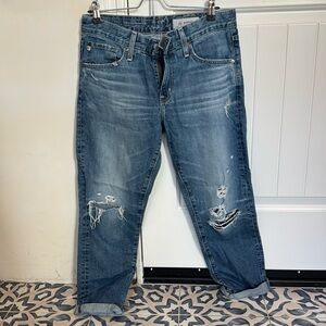 AG Medium wash crop jeans. Ex Boyfriend Slim. Size 27